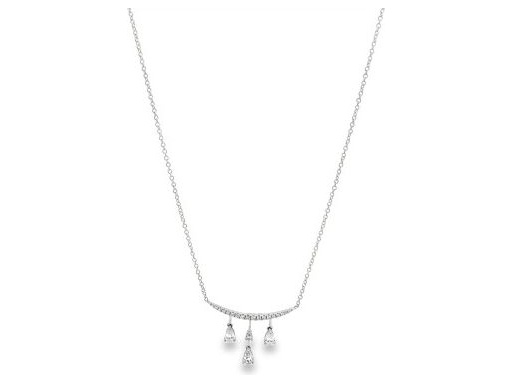 18K White Gold Necklace with Natural Pear-Shaped Diamond Drops