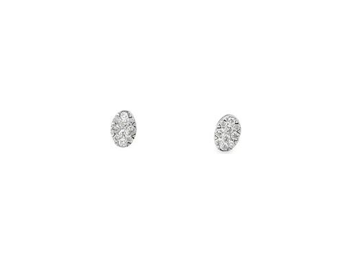 Platinum 900 Oval Stud Earrings with Natural Diamonds