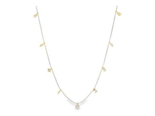 18K White Gold Chain Necklace with Mixed-Cut Natural Diamonds