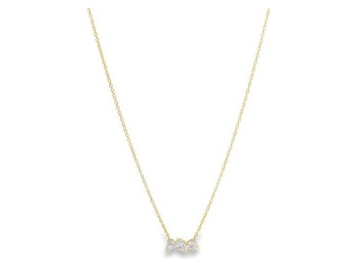 18K Yellow Gold Necklace with Trio of Natural Diamonds