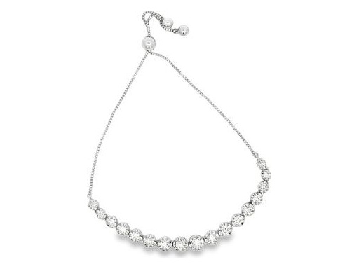 18K White Gold Adjustable Tennis Bracelet with Natural Daimonds