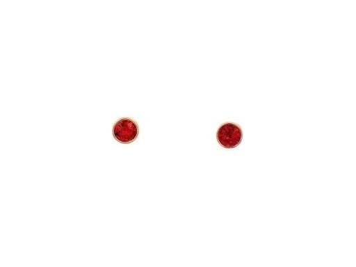 18K Gold Stud Earrings with Natural Red Gemstones