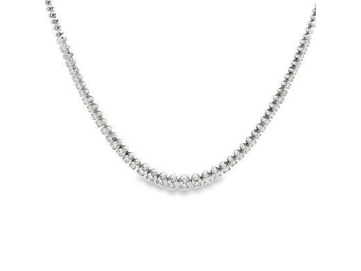 18K White Gold Tennis Necklace with Pear-Shaped Motif Round Natural Diamonds