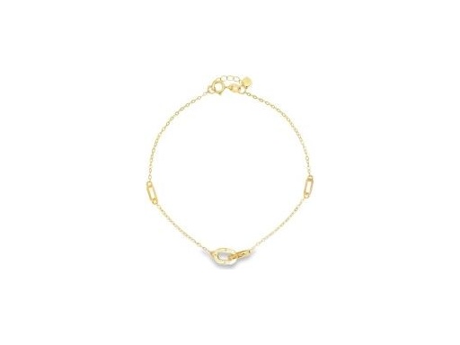 18K Yellow Gold Bracelet with Interlocked Oval Links and Bar Accents