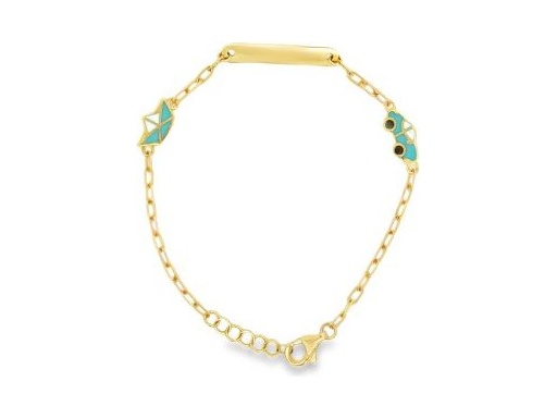 18K Yellow Gold Baby ID Bracelet with Enamel Car and Boat Charms