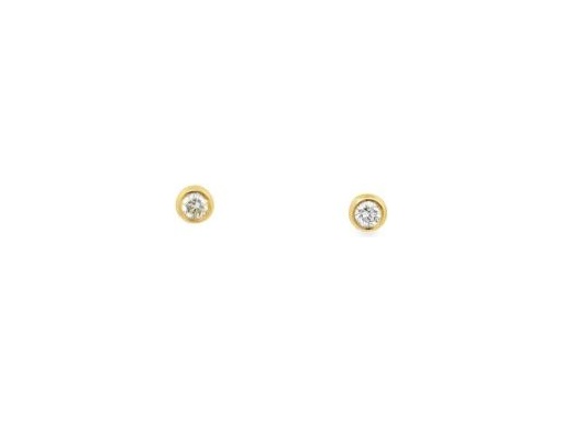 18K Yellow Gold Stud Earrings with Natural Diamonds