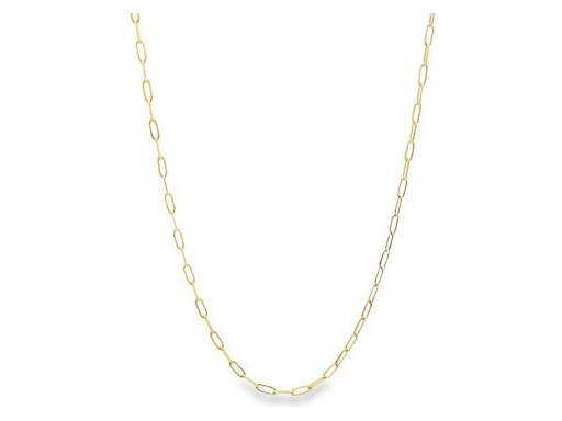 18K Yellow Gold Paperclip Chain Necklace 15.5 Inches