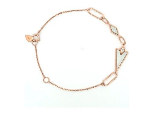 18K rose gold bracelet with genuine mother of pearl and natural diamonds