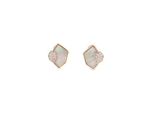 18K Rose Gold Earrings with Mother of Pearl and Natural Diamonds