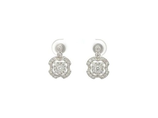 18K White Gold Earrings with Natural Diamonds – Floral Cluster Design