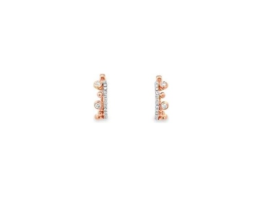 18K Rose Gold Natural Diamonds Huggie Earrings