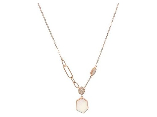 18K Rose Gold Necklace with Mother of Pearl & Natural Diamonds