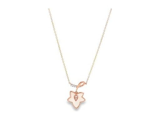 18K Rose Gold Necklace with Mother of Pearl & Natural Diamonds