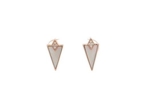 18K Rose Gold Earrings with Mother of Pearl and Natural Diamonds – Triangle Shape