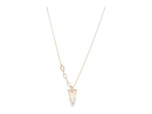 18K Rose Gold Necklace with Mother of Pearl & Natural Diamonds