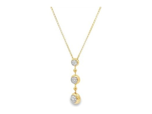 18K Yellow Gold Necklace with Natural Diamonds (Triple Drop Design)