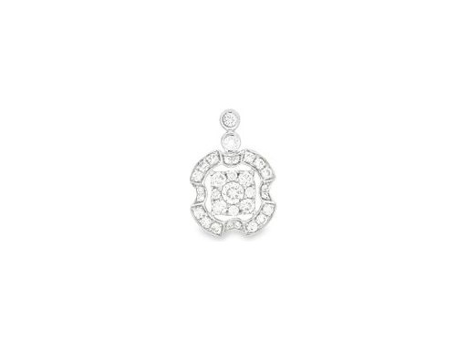 18K White Gold Pendant Featuring a Central Natural Diamond and Halo Cluster