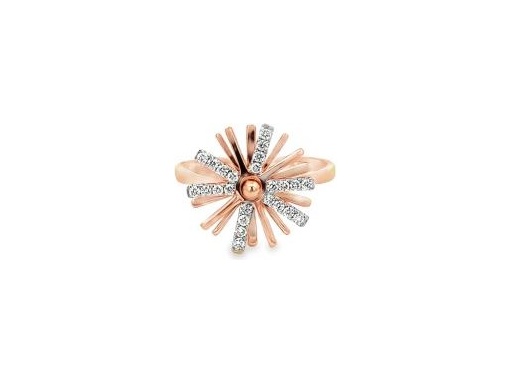 18K Rose Gold Starburst Ring with Natural Diamonds