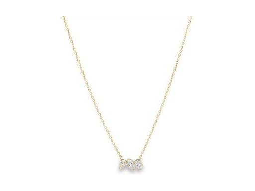18K Yellow Gold Pendant Necklace with Natural Trio of Pear, Marquise, and Oval-Cut Diamonds