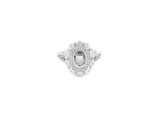 18K White Gold Convertible Ring Pendant with Natural Marquise and Round Diamonds