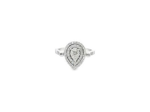 18K White Gold Reversible Ring with Natural Round, Marquise, and Princess Cut Diamonds – Sapphire Back