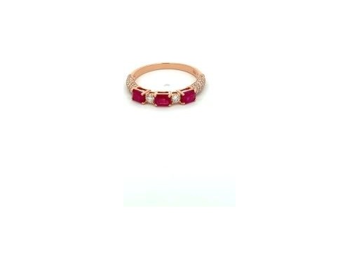 18K Rose Gold Ring with Natural Diamonds and Rubies